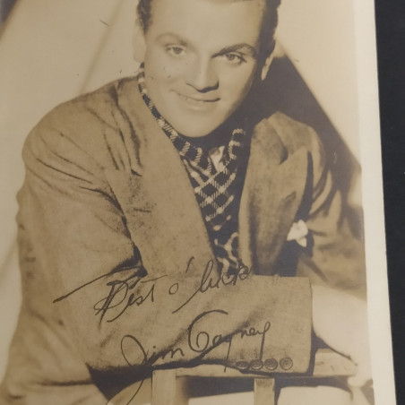 Foto con autografi stampati attori Paola Borboni, Dick Powell e James Cagney