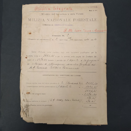 Fascicolo milizia foreste Bacino Montano torrenti Scoltenna e Basso Leo 1930/40