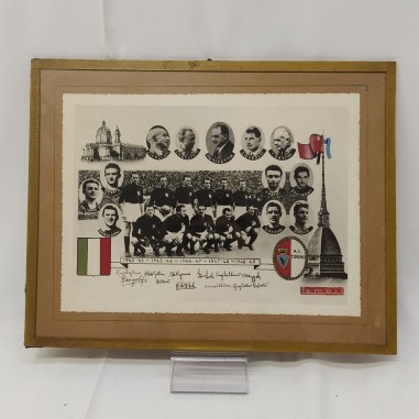 Quadro foto dipinta Torino calcio anno 1949