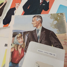 Lotto di 51 cartoncini pubblicitari promo abbigliamento anni 50/60 2