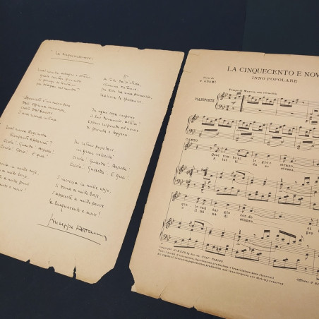 Spartito musicale La Cinquecento e Nove - Inno popolare Fiat 509 Anno 1925