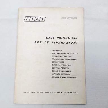 Fiat Fascicolo dati per le riparazioni, 1969. Macchie di officina