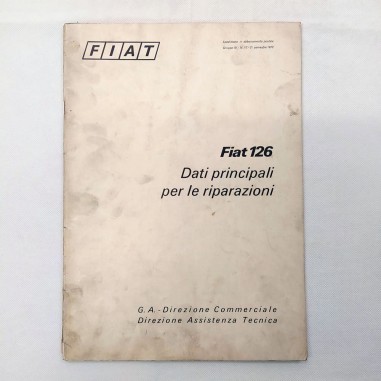 Fascicolo dati per le riparazioni delle auto Fiat 126, 1972. Vistose macchie