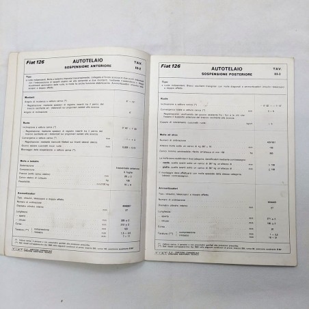 Fascicolo dati per le riparazioni delle auto Fiat 126, 1972. Vistose macchie