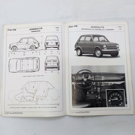 Fascicolo dati per le riparazioni delle auto Fiat 126, 1972. Vistose macchie