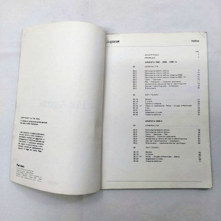 Manuale dati tecnici Fiat Argenta, 1981, copertina mancante. Condizioni mediocri