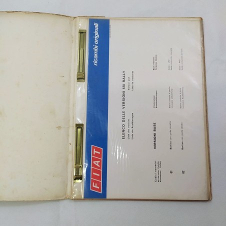 Cartellina Catalogo parti di ricambio carrozzeria Fiat 128 rally, 1972. Macchie