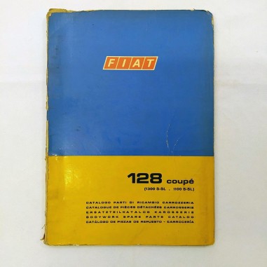 Cartellina Catalogo parti di ricambio carrozzeria Fiat 128 coupé, 1971. Mediocre