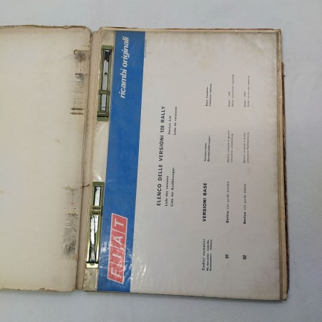 Cartellina Fiat 128 rally, Catalogo parti di ricambio carrozzeria, '72. Mediocre