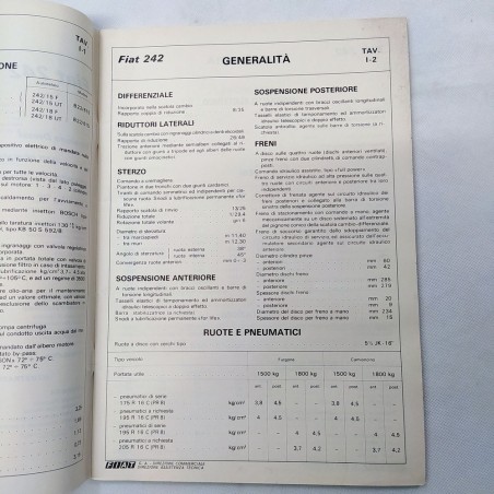 Fascicolo Dati per le riparazioni Fiat 242, 1975. Macchie di officina