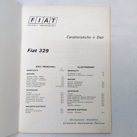 Libretto Caratteristiche e dati veicoli industriali Fiat 329, 1975. Buono