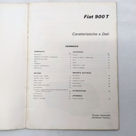 Libretto Caratteristiche e dati vetture Fiat 900T, 1976. Sbiadito e segnato