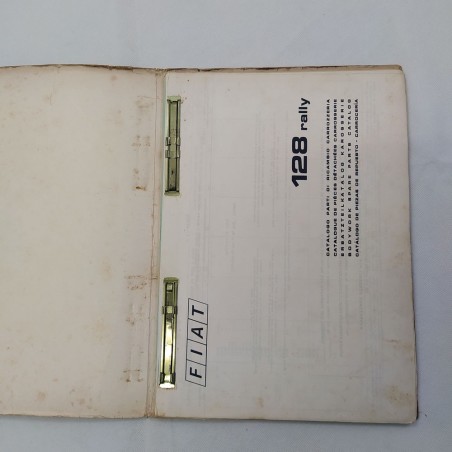 Cartellina Fiat 128 rally Catalogo parti di ricambio carrozzeria, '71. Sbucciato