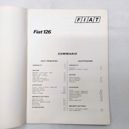 Fascicolo Fiat 126 Dati per le riparazioni delle auto, '72. Vistose macchie