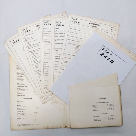 Cartellina Fiat 241N - Schede con caratteristiche e dati, 1968. Mediocre