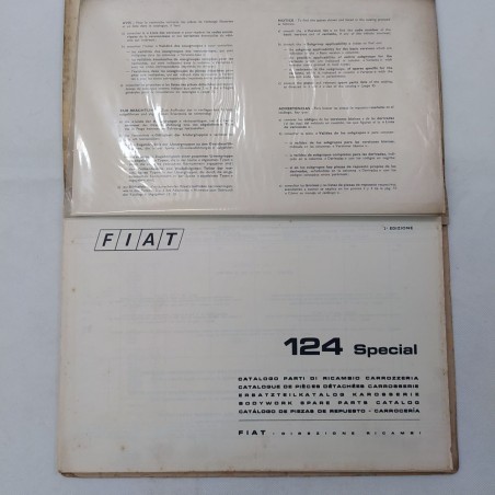 Catalogo parti di ricambio Fiat 124 Special, 1970. Polvere e sbucciature