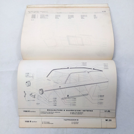 Catalogo parti di ricambio Fiat 1100R familiare, 1968. Polvere e sbucciature