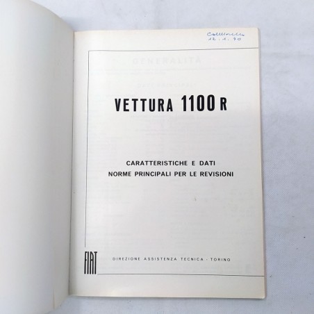 Caratteristiche e dati, norme per revisioni Fiat 1100R, 1966. Polvere