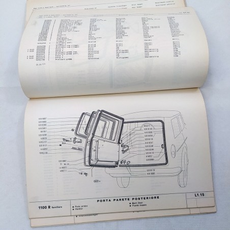 Fiat 1100R familiare - Catalogo parti di ricambio, 1968. Polvere e macchie