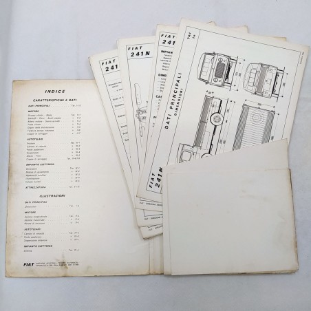 Fiat 241N Cartellina e schede con caratteristiche e dati, 1968. Mediocre