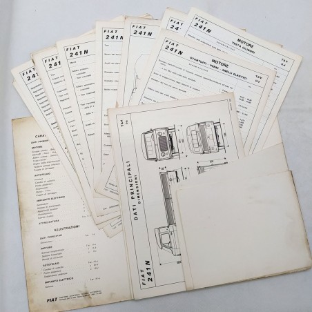 Fiat 241N Cartellina e schede con caratteristiche e dati, 1968. Mediocre