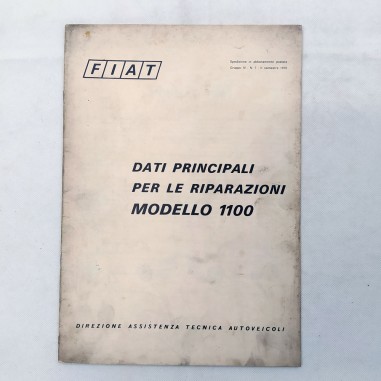 Dati per le riparazioni auto Fiat 1100 in fascicolo postale, '70. Macchie