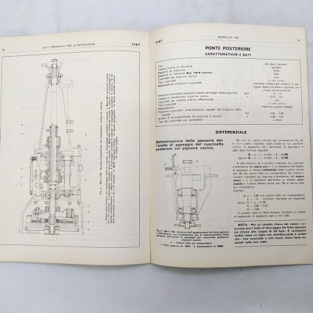 Dati per le riparazioni auto Fiat 1100 in fascicolo postale, '70. Macchie