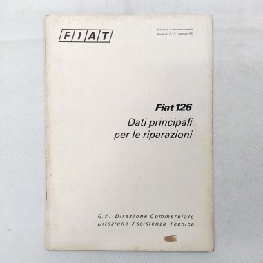 Auto Fiat 126 - Dati per le riparazioni in fascicolo postale, '72. Macchie