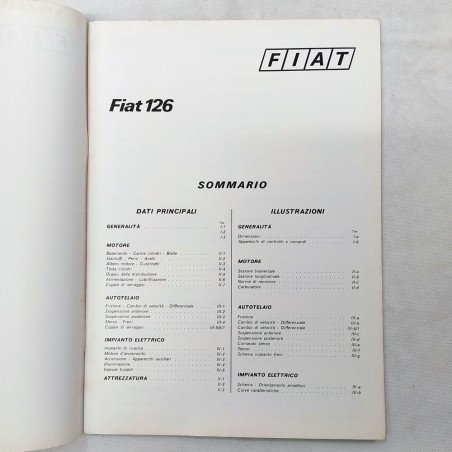 Auto Fiat 126 - Dati per le riparazioni in fascicolo postale, '72. Macchie