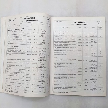 Auto Fiat 126 - Dati per le riparazioni in fascicolo postale, '72. Macchie