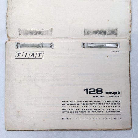 Catalogo parti di ricambio carrozzeria Cartellina Fiat 128 coupé, 1974. Strappi