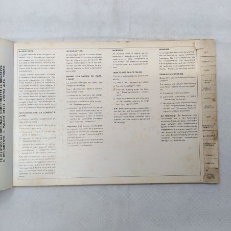 Alfa Romeo Catalogo di ricambi per l'ordinazione, 1972. Condizioni mediocri