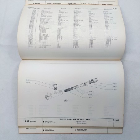 Catalogo parti di ricambio Fiat 850 familiare 1965. Condizioni mediocri
