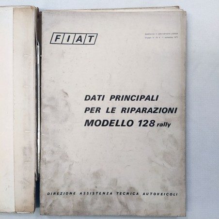 Fiat 128 rally Caratteristiche e dati - Cartellina con rilegatura metallica, '71