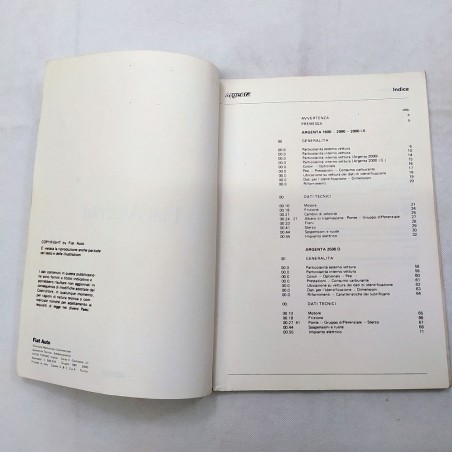 Libretto Fiat Argenta, 1981, copertina mancante. Condizioni mediocri