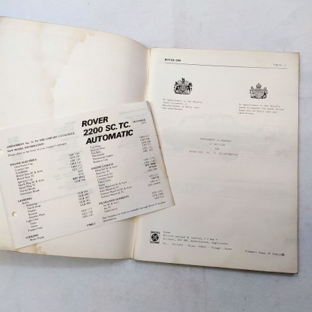 Supplemento al manuale d'officina Rover 2200, 1973. Macchie e aloni