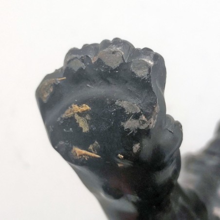 Leone ruggente in metallo nero fusione cava L. 32 cm