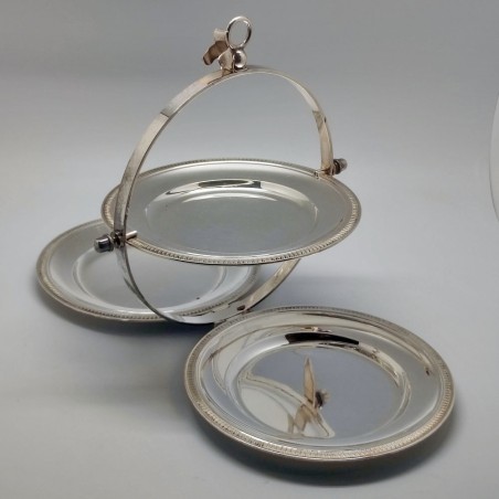 Porta tramezzini pieghevole inglese in ottone placcato argento