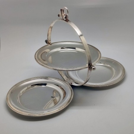 Porta tramezzini pieghevole inglese in ottone placcato argento