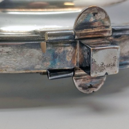 Porta tramezzini pieghevole inglese in ottone placcato argento