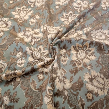 Pezza di tessuto boccato fiori gialli su verde h. 130 cm l. 300 cm