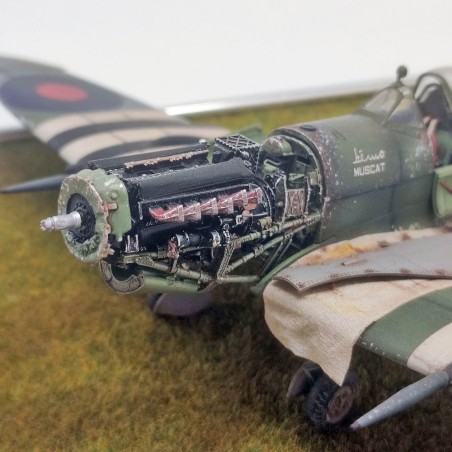Diorama aereo Spitfire 1944 scala 1/48 carrelli scollati