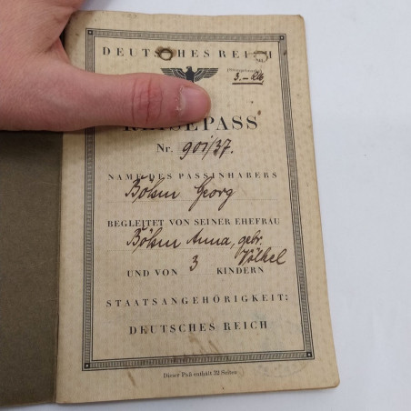 Passaporto tedesco Deutsches Reich Reisepass 1937. Buono