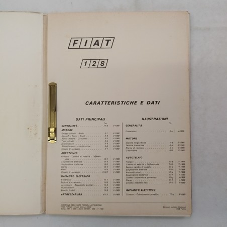 Fiat 128 Cartellina a rilegatura metallica Caratteristiche e dati, 1969. Macchie