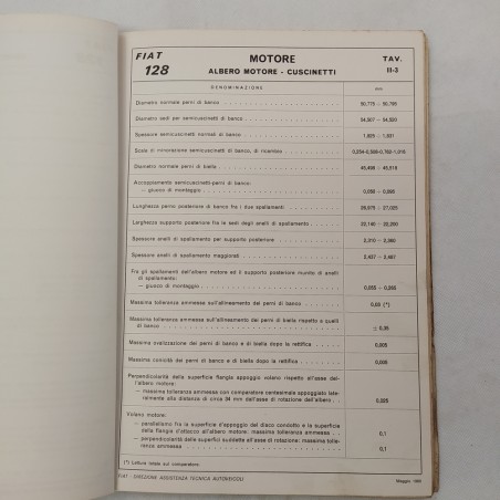 Caratteristiche e dati Fiat 128 Cartellina a rilegatura metallica, 1969. Macchie