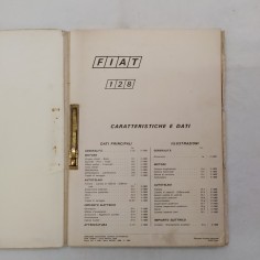 Fiat 128 Caratteristiche e dati Cartellina a rilegatura metallica, 1969. Macchie 2