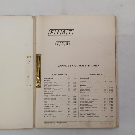 Fiat 128 Caratteristiche e dati Cartellina a rilegatura metallica, 1969. Macchie