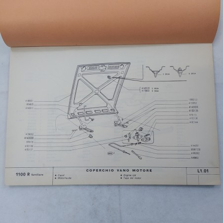 Auto Fiat 1100R familiare - Catalogo ricambi carrozzeria, '68. Polvere e macchie
