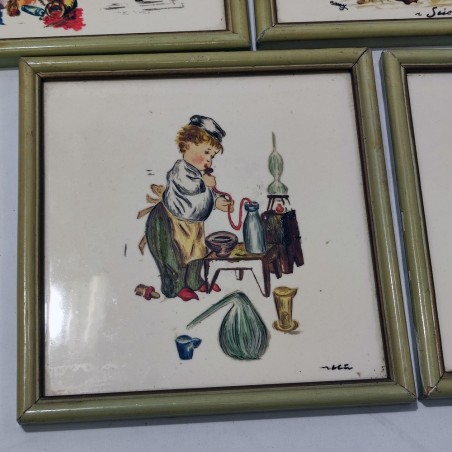 5 formelle in ceramica dipinta primo 900 Belle Arti