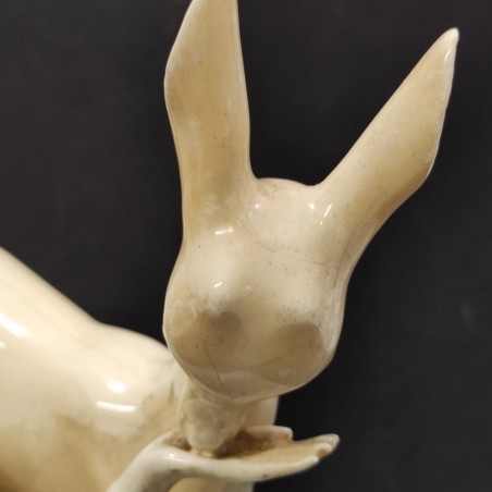 Ceramica giovinetta con daino Ugo Zaccagnini h. 30 cm